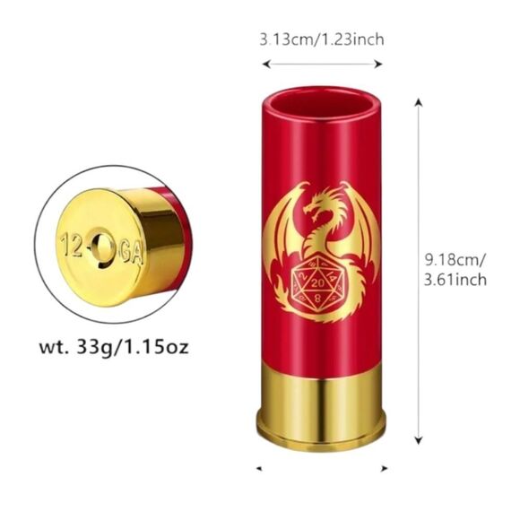 D&D Shot Glass Gift Set – Black Gold 12 Gauge Shells Geeky Barware Novelty NWT - Picture 2 of 5